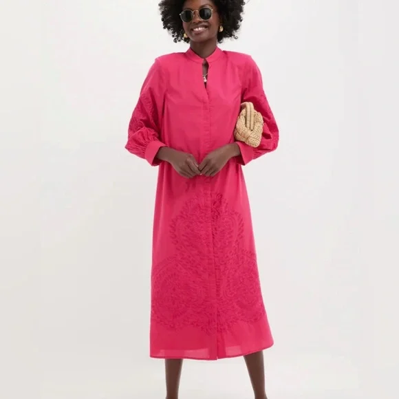 Tuckernuck Hyacinth House Wisteria Caftan Guava Pink - Picture 2 of 9